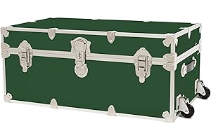 Rhino Trunk & Case Classic Large Trunk With Wheels 32"x18"x14", 1500+ lbs Capacity - Many Colors, Soft-Close Lid. Strong, USA Made Summer Camp Footlocker and Secure College Dorm Storage Chest