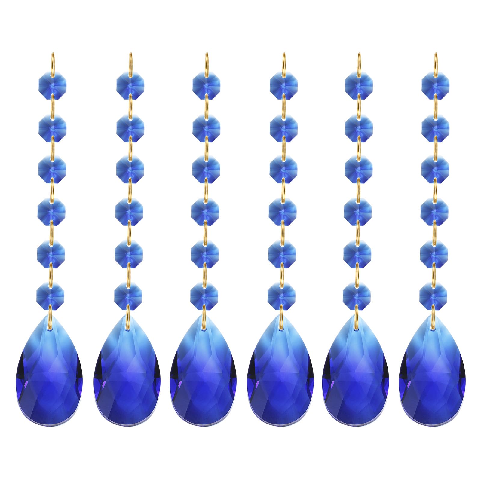 PATIKIL Teardrop Crystal Chandelier Pendants Beads, 6 Pack 160mm Length 38mm Chandelier Prisms Parts Ornaments Hanging Beads for DIY Arts Crafts Decoration, Dark Blue
