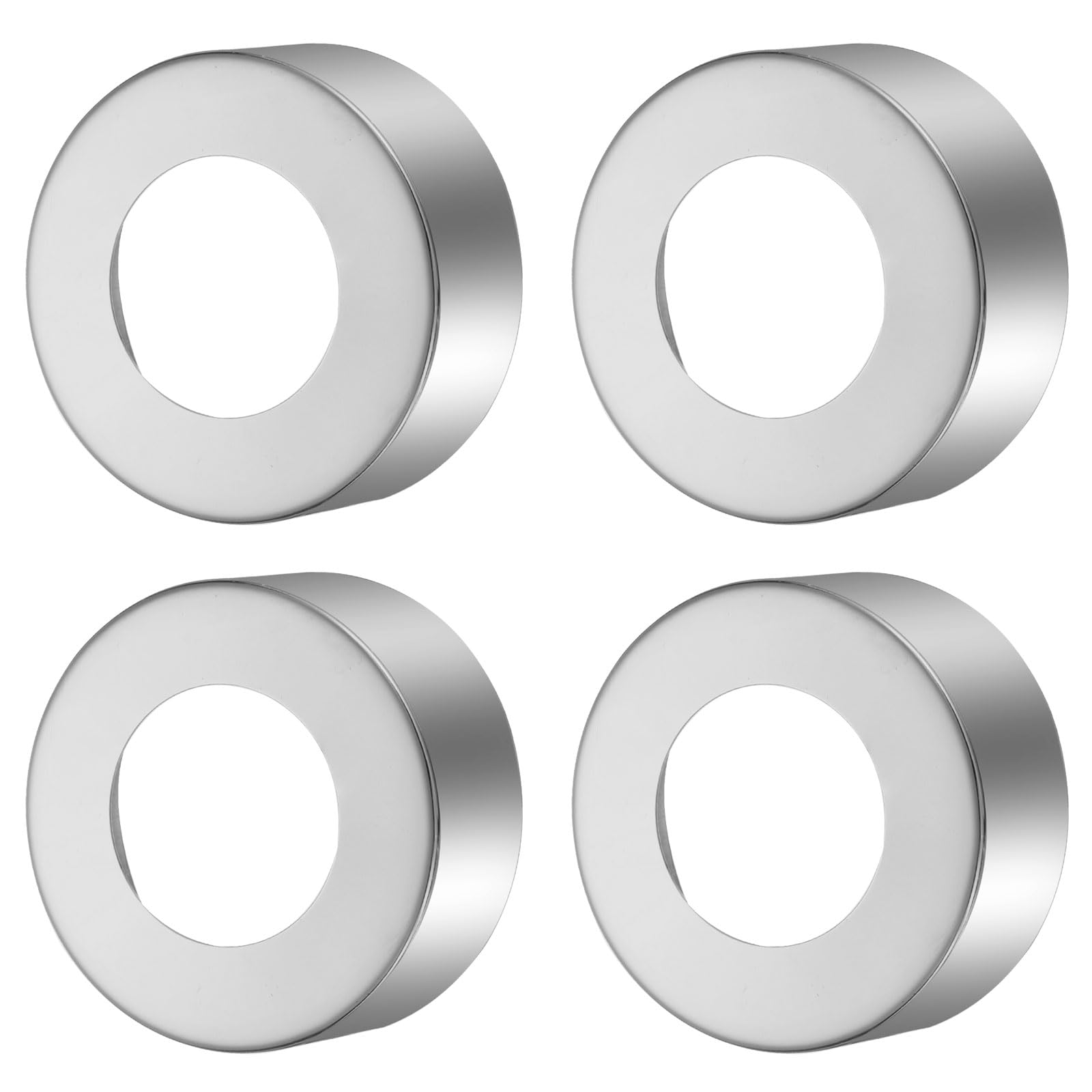 Photo 1 of uxcell 4 Pcs Shower Arm Flange, 1.3"x2.4"x1"(33x60x25mm) Stainless Steel Round Escutcheon Plate, Wall Split Flange, Wall-Mounted Water Pipe Cover for Pipe, Silver