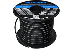 BNTECHGO 12 Gauge Silicone wire spool 100 ft Black Flexible 12 AWG Stranded Tinned Copper Wire