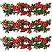 YILIYAJIA 3PCS Artificial Rose Garlands Silk Fake Rose Flowers Green Leaves Vine for Home Hotel Office Wedding Party Garden Craft Art Decor (Red Color)