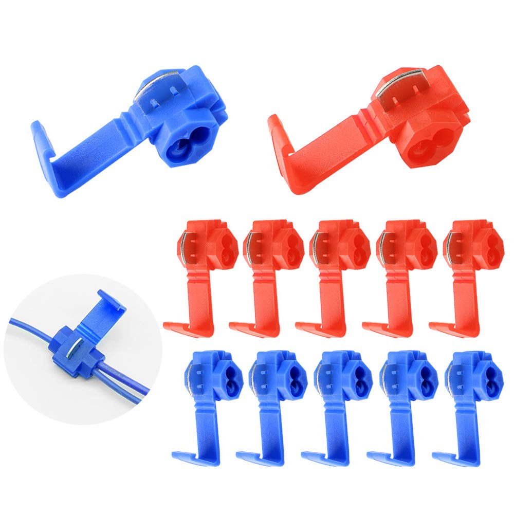 Aiqeer 60 Pcs Wire Connectors Set, Quick Splice Connectors Terminals, Electrical Wire Splice Branch Connectors (Red + Blue)