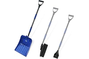 Portable Snow Shovel for car, Diivoo 3 in 1 Winter car Snow Removal Essentials Accessories kit with Ergonomic Foam Grip 90 Degrees Pivoting Brush Head and Ice Scraper, for Car SUV Truck