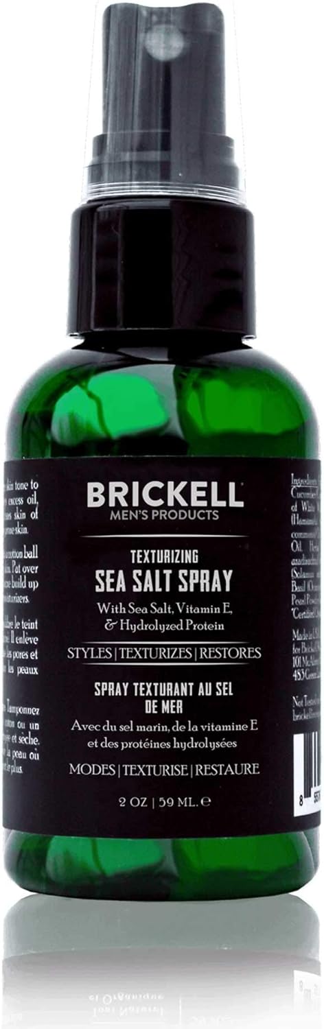 Brickell Men's Texturizing Sea Salt Spray for Men Natural & Organic, Alcohol-Free
