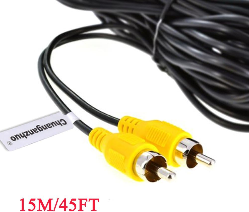 Backup Camera RCA Video Cable, CAZBC13 CAR Reverse Rear View Parking Camera Video Extension Cable with Detection Wire (15m/49.2ft)