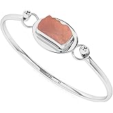 LUSTRE AND LIGHT 15.5x8mm Natural Raw Morganite Twister Bangle Bracelet in Sterling Silver for Women, June Birthstone Jewelry Gifts for Her Birthday, Anniversary, Christmas, Graduation (Bezel-Set)