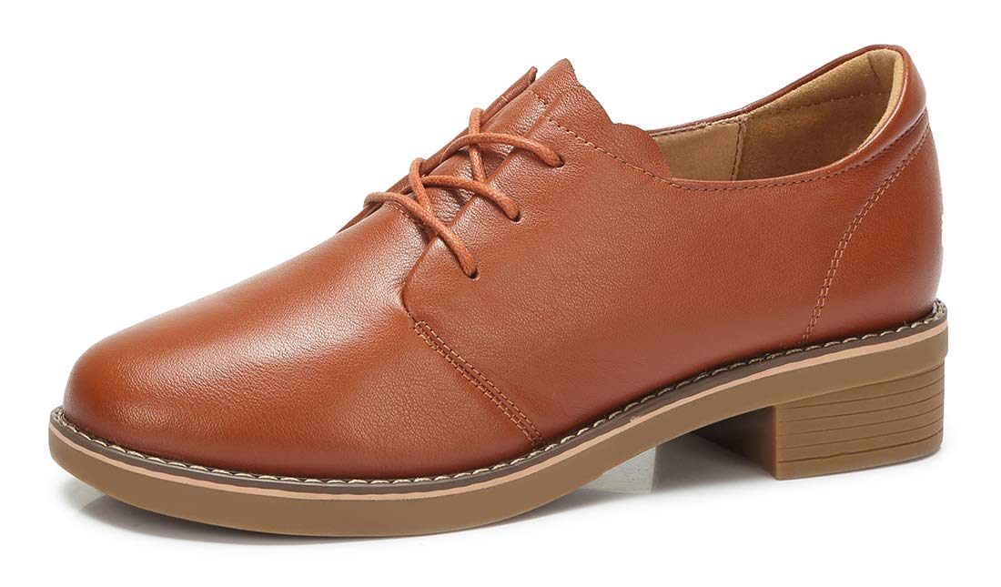 CAMEL CROWN Derbies Femme Oxford Lacets Chaussures Cuir Confort Doux Daily Loisir Noir Marron EU36-40