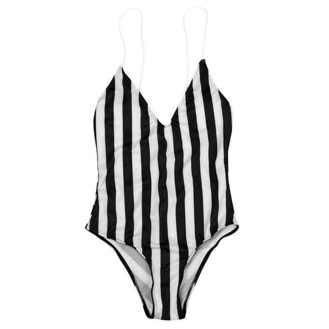 VECDY Damen Bikini Set mit Streifendruck Badeanzug zum Hochschieben Mode Badebekleidung Oberteil Freizeit Beachwear S-XL
