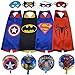 Superhero Costumes (4 Satin Capes and 4 Felt Masks) and Superhero Party Supplies for Kids