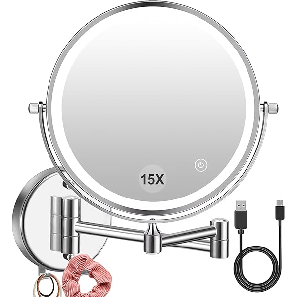 1X/15X Wall Mounted Makeup Mirror With Hook: Enhance Your Routine!