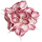 IPOPU Pink Fake Calla Lily Flowers 24PCS Real Touch Pink Calla Lily Faux Flowers Arrangement for Home Party Wedding Bouquet Centerpieces Flower Home Decoration (Pink)