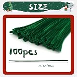 SUVSOON 100 Pcs Green Pipe Cleaners 6mm x 12" Chenille Stem Craft Set view 2