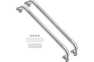 24 Inch Anti Slip Shower Grab Bar 1.25" Diameter, YuanDe 2 Pack Stainless Steel Bath Grab Bar, Knurled Bathroom Safety Rail, Shower Handrail Support, Handicap Elderly Injury Balance Assist Handles