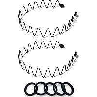 LERNOU Hair Bands for Men Metal Fashion Hair Bands Unisex Black Headband Spring Non-Slip Headbands for Sports and Daily Wear 