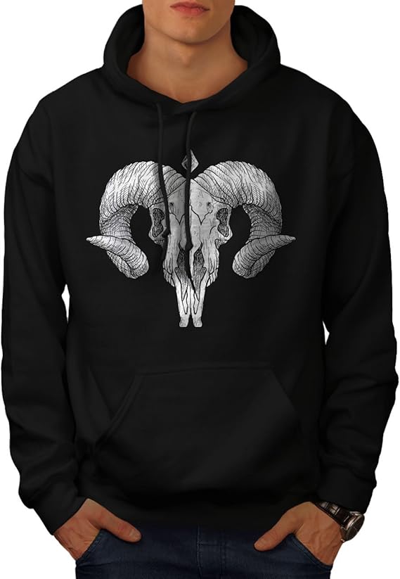 wellcoda Satan Horns Mens Hoodie, Skull Hooded Sweatshirt