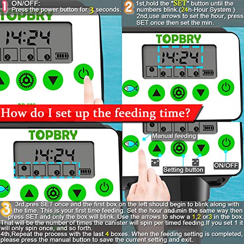 TOPBRY Automatic Fish Feeder, Digital Auto Fish Turtle Feeder for Aquarium and Fish Tank, Timer Fish Feeder Fish Food Dispenser (White)