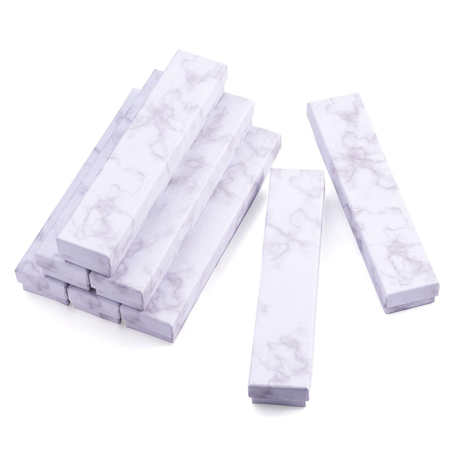 Craftdady 20pcs White Marble Gift Box with Lid Long Rectangle Cardboard Paper Jewelry Gifts Boxes for Jewelry Display, Necklaces Earrings Bracelet Gift Packaging Box
