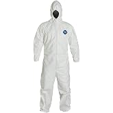 DuPont TY127S Tyvek Fabric Protective Coverall with Hood, Disposable, Elastic Cuff 4XL White 1 Pack