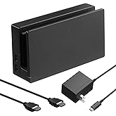 TV Dock Station for Switch, Replacement 3 in 1 Switch TV Docking Station Set with Original IC Module, AC Charger, 1080P HDMI Cable Accessories for Switch Console