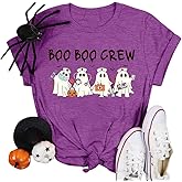 Halloween Nurse Shirts for Women Halloween Boo Boo Crew T-Shirt Funny Ghost Nurse Graphic Tee Tops