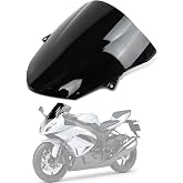 PSLER Double Bubble Windshield for Ninja ZX6R 09-23 and ZX10R 08-10 Black | Windscreen deflector reduces wind blast for Ninja ZX6R ZX600R ZX636 ZX636E ZX636F and ZX10R ZX1000E ZX1000F.