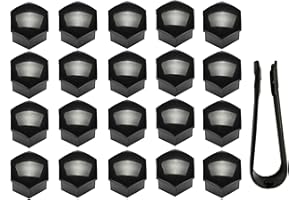 Dkvudho 20pcs 17mm Lug Nut Covers Wheel Center Bolt Caps + Removal Tool Replacement for Audi Lug Nut Cap MKV GTI VW Saab Beetle 321601173A (Black) (Come Without Locking Lug Nut Caps)