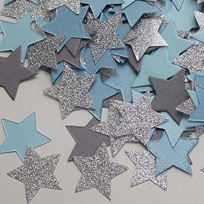 200pcs Twinkle Twinkle Little Star Blue Gray Silver Glitter