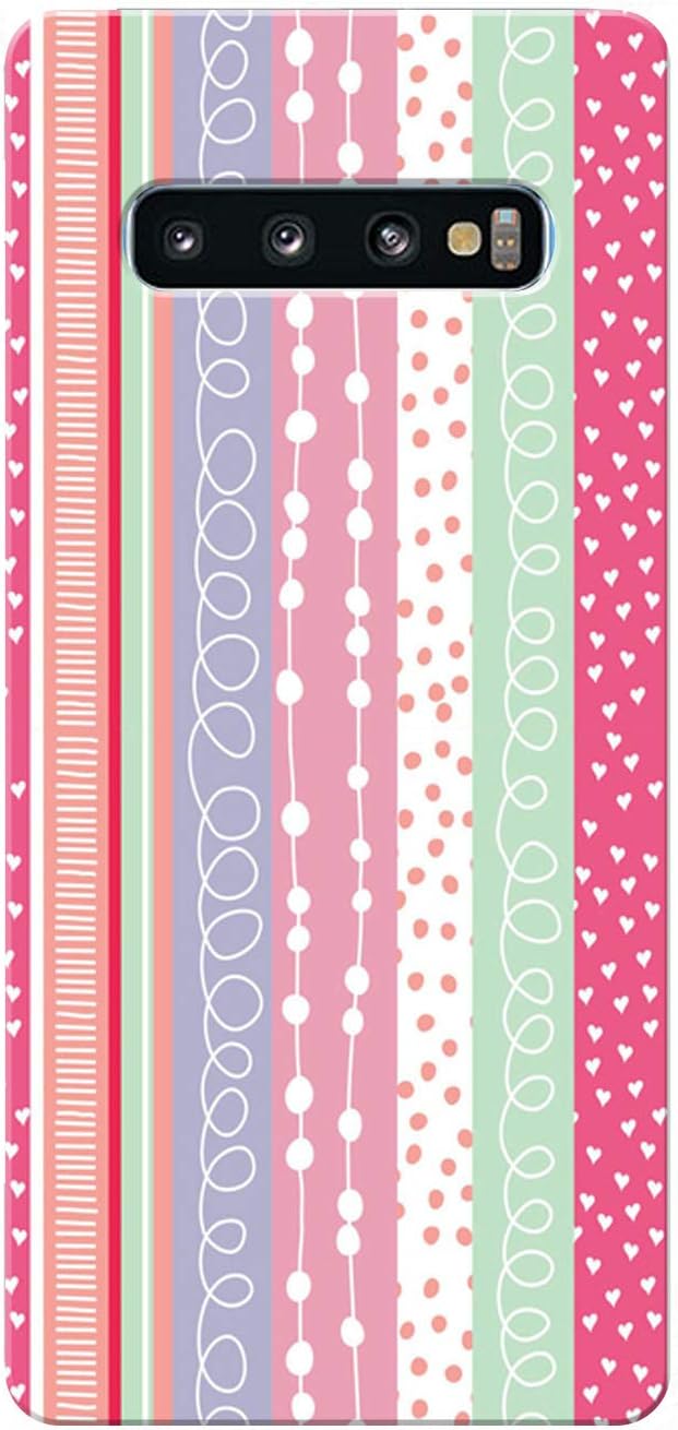 Humor Gang Cute Polka Pink Heart Line Pattern Printed Design TPU Slim Soft Transparent Clear Flexible Silicon Mobile Back Cover for Samsung Galaxy S10 Plus