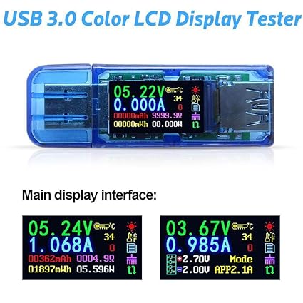 USB-Voltmeter Batteriespannung Leistung Kapazität Tester Farb-LCD-Display Tester Multimeter Meter Voltmeter – 4-stellige Mess