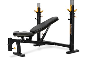 PowerTec Workbench Olympic Weight Bench Press for Home Gym WB-OB16 - Adjustable Workout Bench with 9 Horizontal, Vertical Positions, 7 Incline Positions, Decline - Fitness Equipment