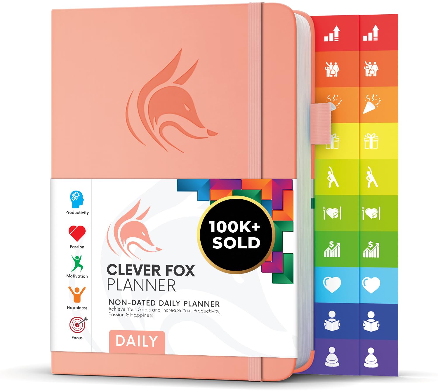 Clever Fox Planner Daily – 6-Month Undated Planner with Hourly Schedule, To-Do List & Time Management – Work & Personal Organizer, A5 (Peach Pink)