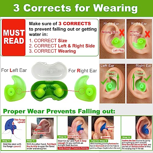 WaterDam Swimming Ear Plugs Great Waterproof Ultra Comfy Earplugs Prevent Swimmer's Ear (Size 2