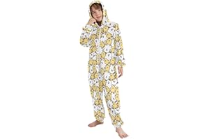 Sletend Cute Hen and Chicken Cartoon Animal Unisex Onesie Pajamas One-Piece Costume Hooded Sleepwear Jumpsuit 4-14Y