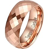 EVANYIZHOU 6mm/8mm Tungsten Rings for Men Women, Rose Gold/Gold/Silver Wedding Band Multi-Faceted Engagement Promise Ring for Couple Comfort Fit