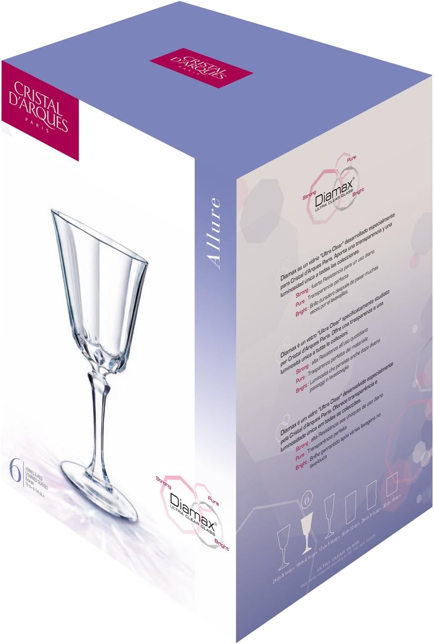 Cristal D Arques Allure Coffret De Verres A Pied 19 Cl Lot De 6 Amazon Fr Cuisine Maison