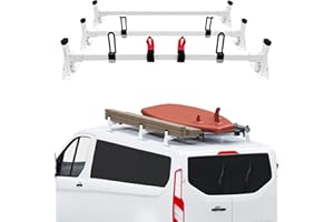 HOBUSKA Ladder Roof Rack Fit for Ford 2015-2025 Transit 150 250 350 Heavy Duty Ladder Roof Rack for Cargo Van, 750lbs Load Capacity (3 Crossbars)
