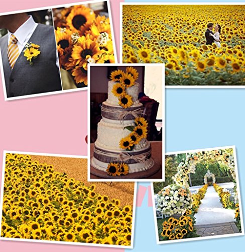 Colorfulife Artificial Silk 3.5" Sunflower Flower Head for Wedding Home Party Decoration Hair Clip Wreath Decorative (24) - Thumbnail 6