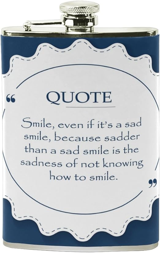 Alaza Sourire Citation En Acier Inoxydable Flasque 226 8 Gram Anti Fuite Liqueur Flasque Pu Cuir Enroulee Shot Boire Amazon Fr Cuisine Maison
