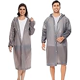 DECHOSO Rain Ponchos for Adults Women Men Reusable ,2 Pack EVA Raincoats,Portable Packable Rain Jackets with Drawstring Hood