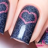Whats Up Nails - Open Heart Nail Stencils Stickers Vinyls for Nail Art Design (1 Sheet, 20 Stencils)