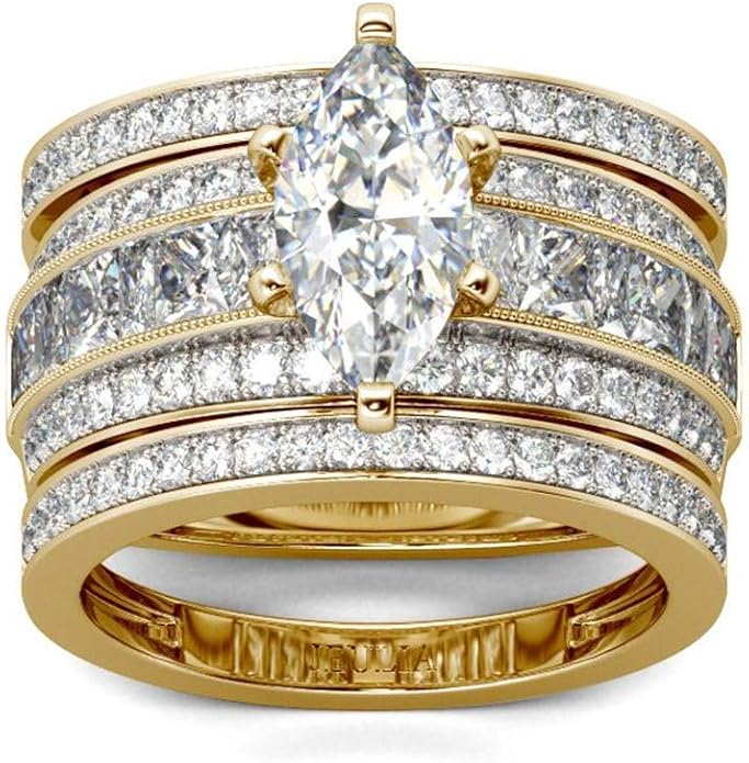 Jeulia 2 Carat 3PC Wedding Ring Set for Women Marquise Cut