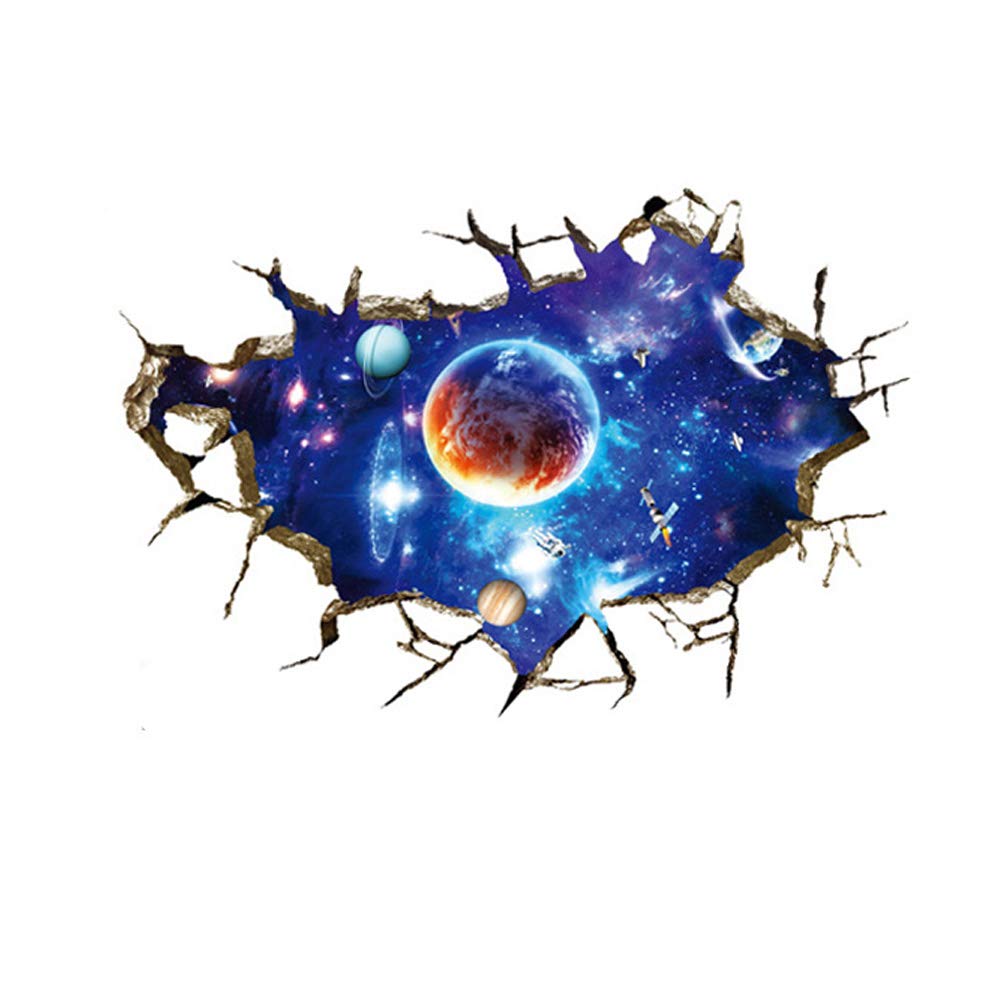 3D Smashed Broken Astronomy Stars Outer Space Wall Sticker for Children Girls Boys Room - Planets