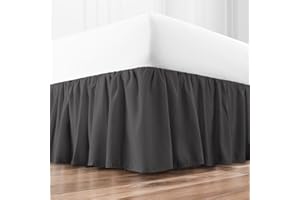 ZEN HOME LUXURY Queen Ruffled Bed Skirt - Luxury Hotel Quality 15-Inch Drop - Tailored, Wrinkle & Fade Resistant (Queen, Gray)