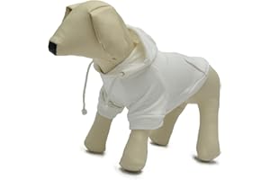 Lovelonglong Blank Basic Hoodie Sweatshirt for Dogs 100% Cotton Fits Small Medium Dachshund Large Dog Off White XL