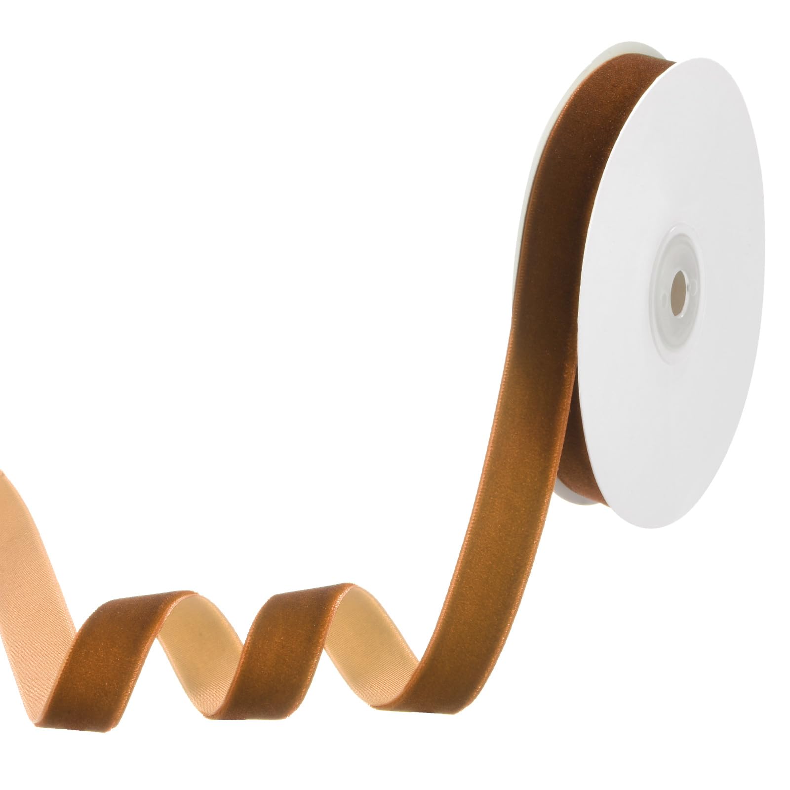 M METERXITY Khaki Velvet Ribbon, 10 Yards 5/8" Wide Nylon Single Face Thin Velvet Ribbon for Gift Wrapping Wedding Bouquet Hair Bows Wreath Decoration DIY Crafts Fabric Ribbons