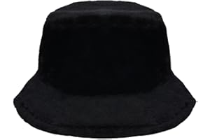 Gvhntk Winter Furry Faux Fur Bucket Hats Plush Cap Fluffy Warm Hat Soft Fuzzy Adjustable Fisherman Hat Women Men