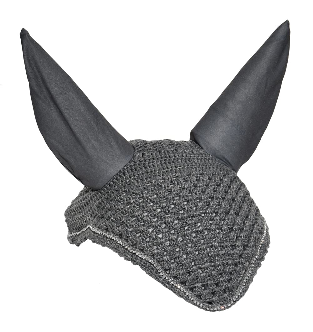 Rhinegold Diamante Fly Hood/Noise Muffler-Full-Lava Grey