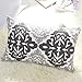 PONY DANCE Decorative Throw Pillow Cover for Couch Rectangular Cotton Pillowcase Vintage Accent Embroidered Damask Cushion Cover Including Hidden Zipper Design,12 by 20 Inches,Gray Floral,1 Pack