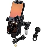 YIMOPART Motorcycle Phone Mount with Charger GPS Navigation Bracket Mobile Phone Holder Fork Stem for Suzuki Hayabusa GSX-R 600 750 1000 YZF R1 R6 S1000RR CBR250R 300R Kawasaki Ninja 400