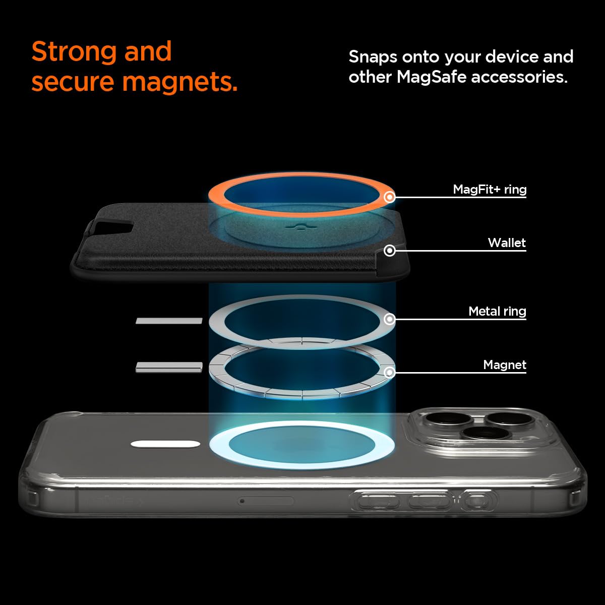 Spigen for MagSafe Wallet, Holds 3 Cards, MagFit Compatible with iPhone 17/16/15/14/13/12 Models, Pixel 10 Series, MagSafe-Cases, Pixelsnap, Plaud Note & More, Card Holder - PU Black (3-Cards/MagFit+)